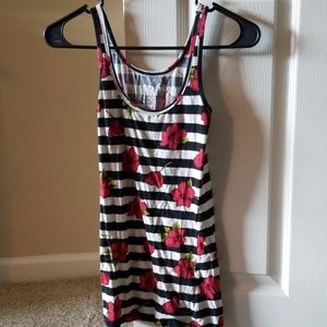 Black/white striped flower tank top